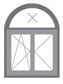 Конфигурация арочного окна с двумя прямоугольными створками